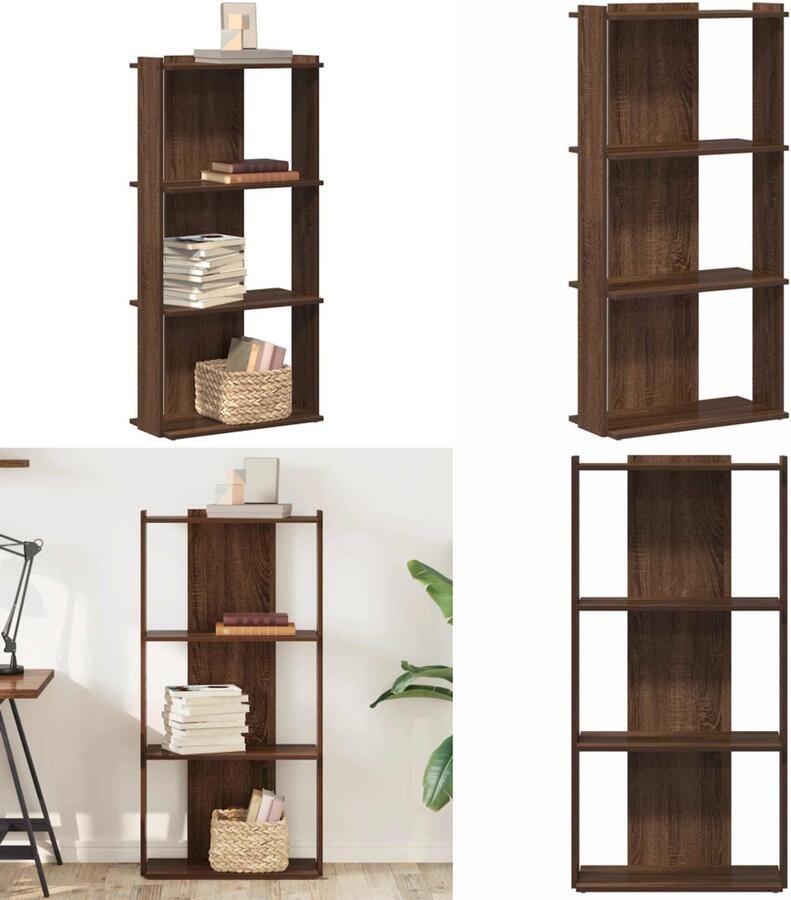 VidaXL Boekenkast 3-laags 60x30x120 cm bewerkt hout bruin eikenkleur Boekenkast Boekenkasten Boekenplank Opbergkast