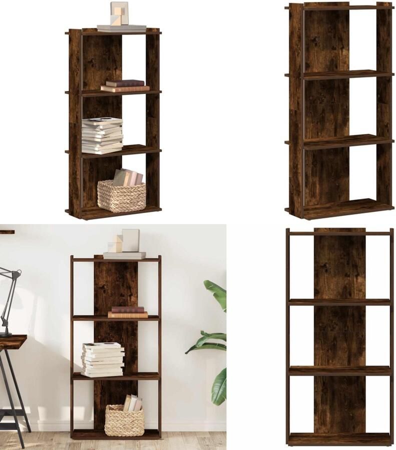 VidaXL Boekenkast 3-laags 60x30x120 cm bewerkt hout gerookt eikenkleur Boekenkast Boekenkasten Boekenplank Opbergkast