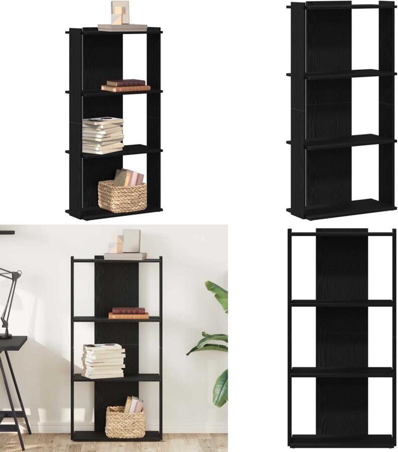 VidaXL Boekenkast 3-laags 60x30x120 cm bewerkt hout zwart Boekenkast Boekenkasten Boekenplank Opbergkast