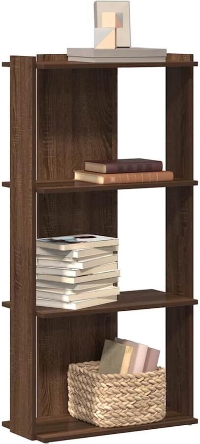 VidaXL Boekenkast 3-laags 60x30x120 cm Bruin Eiken Boekenkast Boekenkasten Boekenplank Opbergkast