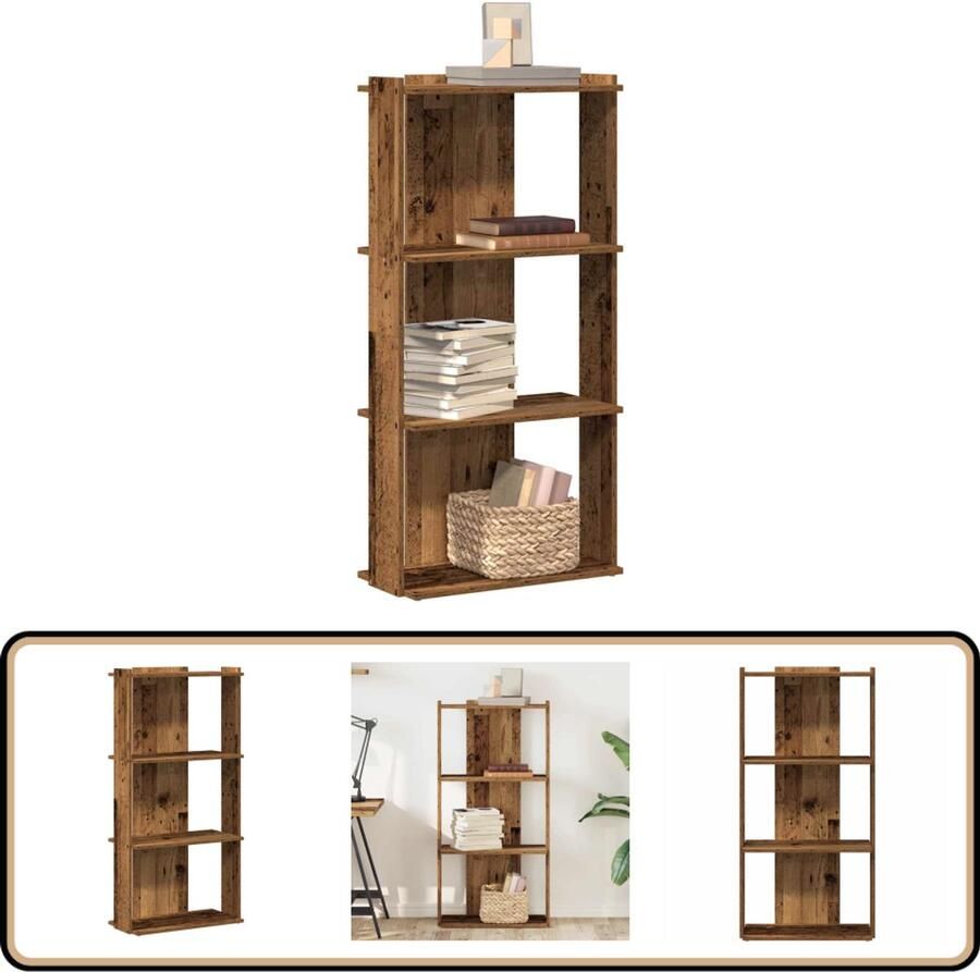 VidaXL Boekenkast 3-laags 60x30x120 cm Oud Hout Boekenkast Boekenkasten Boekenplank Opbergkast