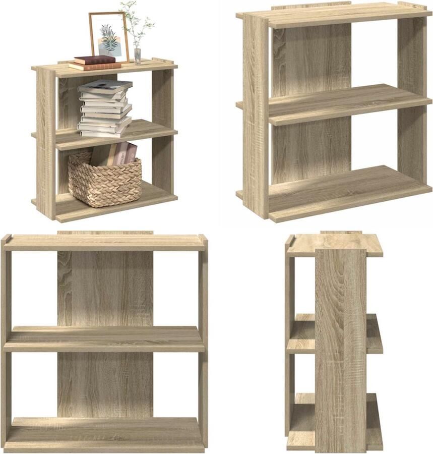VidaXL Boekenkast 3-laags 60x30x60 cm bewerkt hout sonoma eikenkleurig Boekenkast Boekenkasten Boekenplank Opbergkast