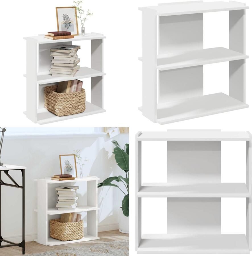 VidaXL Boekenkast 3-laags 60x30x60 cm bewerkt hout wit Boekenkast Boekenkasten Boekenplank Opbergkast