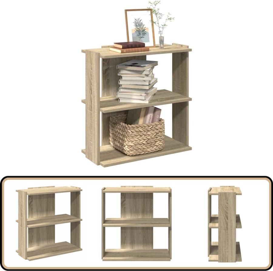 VidaXL Boekenkast 3-laags 60x30x60 cm Sonoma eiken Boekenkast Boekenkasten Boekenplank Opbergkast