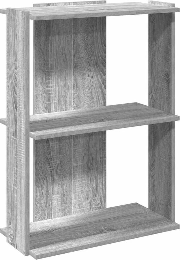 VidaXL Boekenkast 3-laags 60x30x80 cm bewerkt hout grijs sonoma eiken
