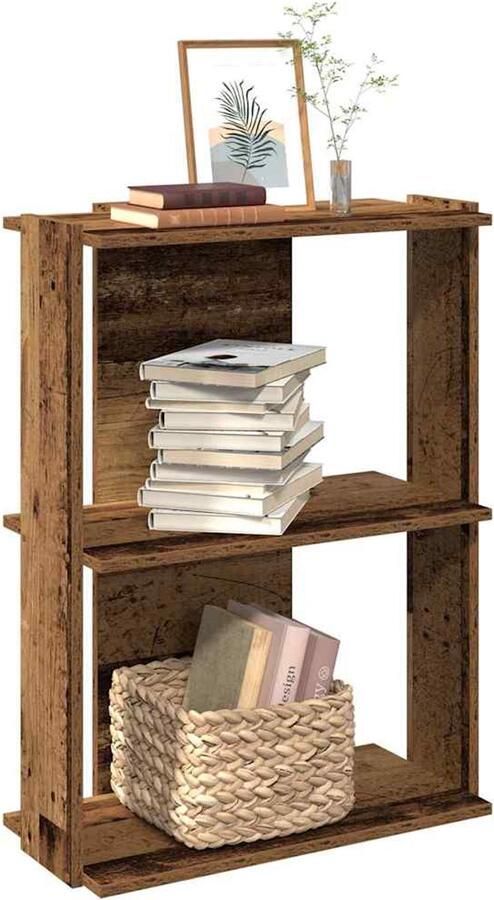 VidaXL Boekenkast 3-laags 60x30x80 cm bewerkt hout oud houtkleur