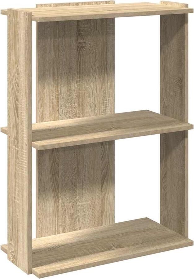 VidaXL Boekenkast 3-laags 60x30x80 cm bewerkt hout sonoma eikenkleurig