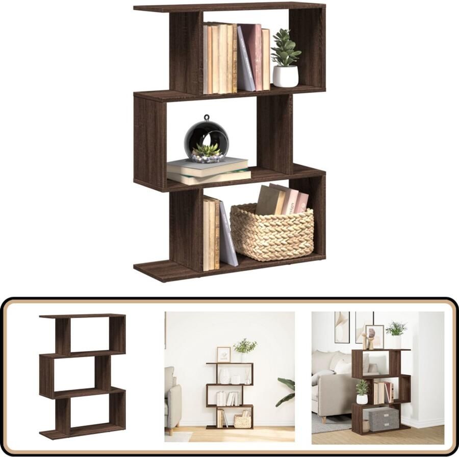 VidaXL Boekenkast 3-laags 70x24x97 cm Bruin Eiken Boekenkast Boekenkasten Boeken Plank Schappenkast