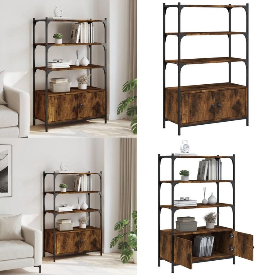 VidaXL Boekenkast 3-laags 70x30x109 5 cm bewerkt hout gerookt eiken Boekenkast Boekenkasten Boekenrek Opbergkast