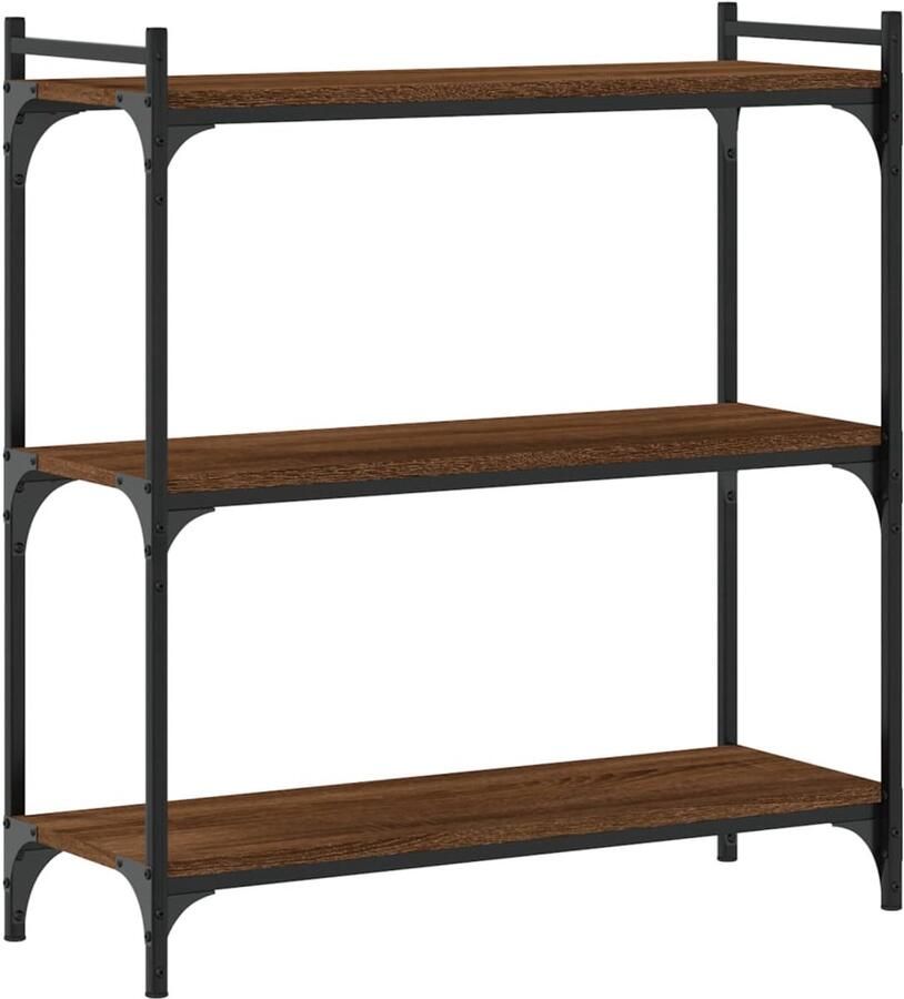 VidaXL Boekenkast 3-laags 80x30x86 cm Bruin Eiken Boekenkast Boekenkasten Boeken Plank Schappenkast