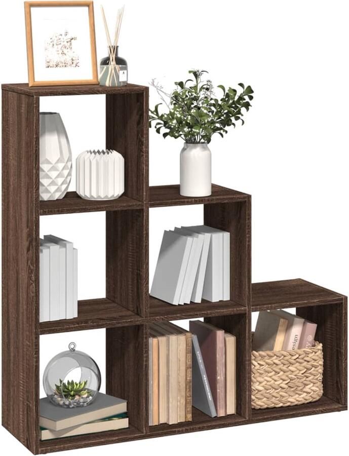 FIONERA Kamerscherm boekenkast 3-laags 99x29x99 cm hout bruin eiken