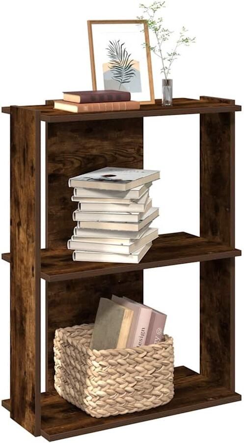 VidaXL Boekenkast 3-laags gerookt eiken 60x30x80cm Boekenkast Boekenkasten Boekenplank Opbergkast