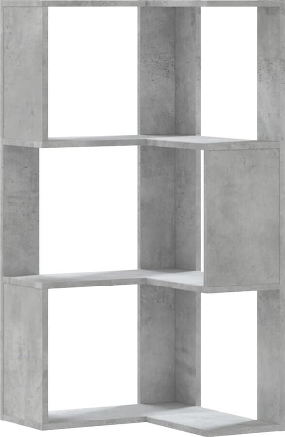 VidaXL Boekenkast 3-laags hoek 50x50x102 cm bewerkt hout betongrijs