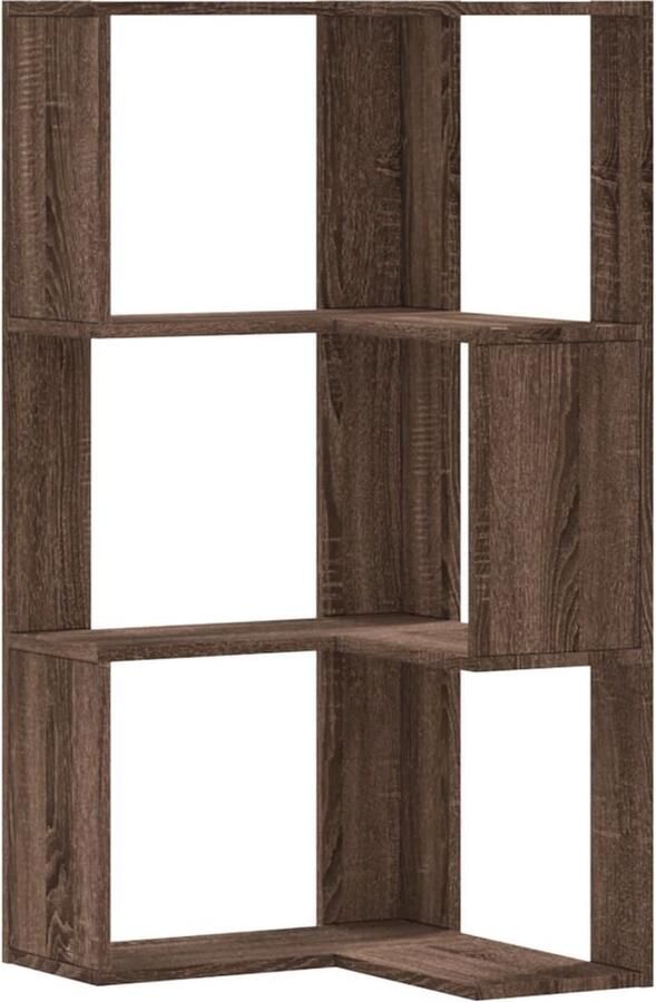 VidaXL Boekenkast 3-laags hoek 50x50x102 cm bewerkt hout bruin eiken