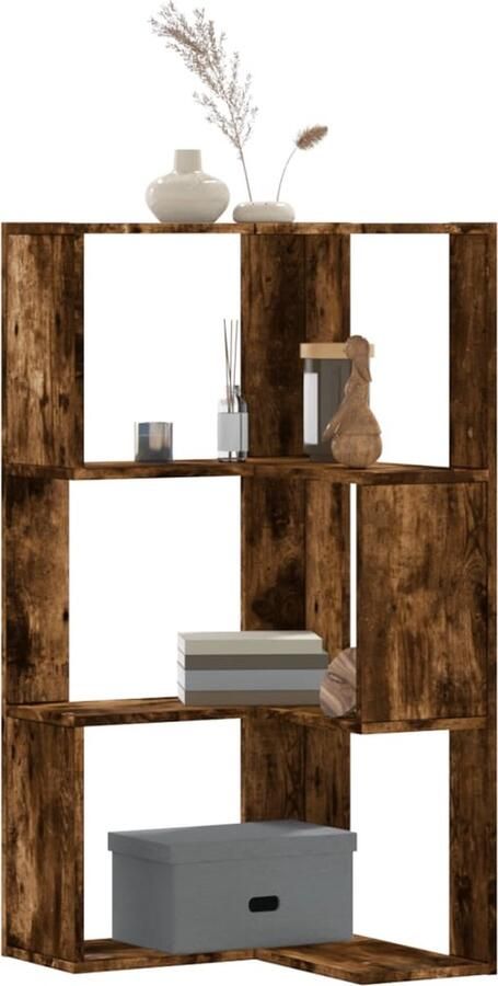 VidaXL Boekenkast 3-laags hoek 50x50x102 cm bewerkt hout gerookt eiken