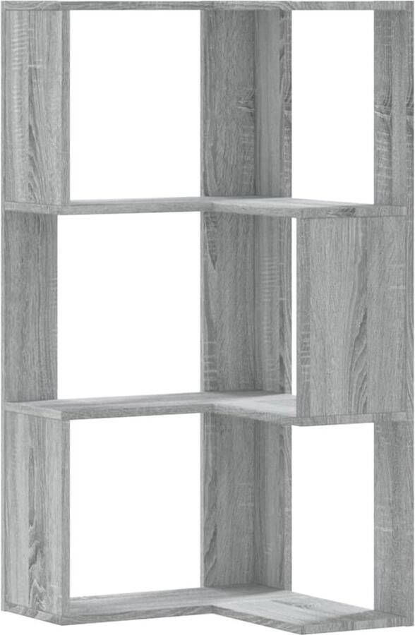VidaXL Boekenkast 3-laags hoek 50x50x102 cm bewerkt hout grijs sonoma