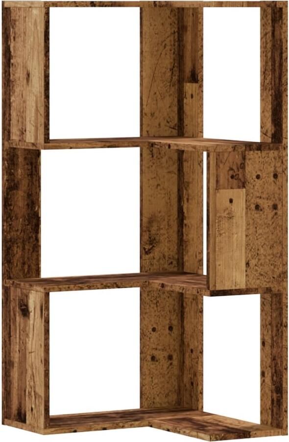 VidaXL Boekenkast 3-laags hoek 50x50x102 cm bewerkt hout oud houtkleur