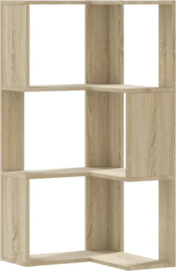 VidaXL Boekenkast 3-laags hoek 50x50x102 cm bewerkt hout sonoma eiken
