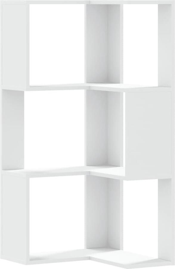 VidaXL Boekenkast 3-laags hoek 50x50x102 cm bewerkt hout wit