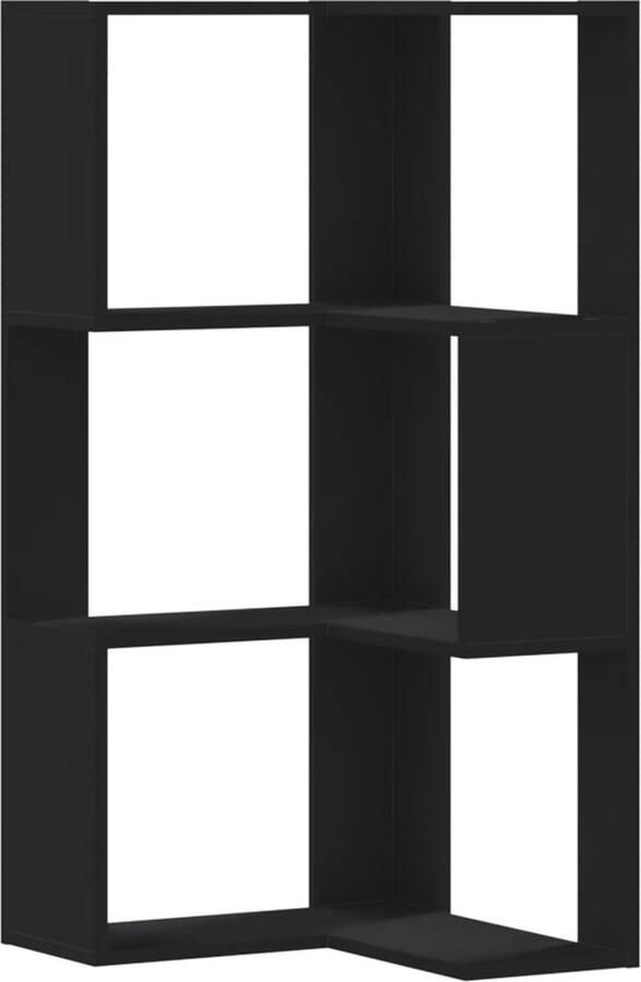 VidaXL Boekenkast 3-laags hoek 50x50x102 cm bewerkt hout zwart