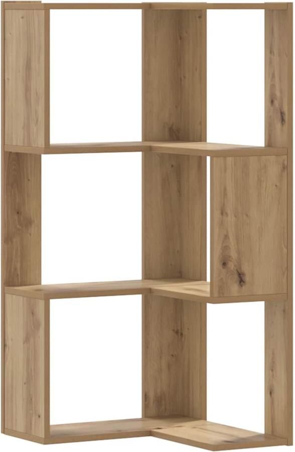 VidaXL Boekenkast 3-laags hoek 50x50x102 cm hout artisanaal eikenkleur