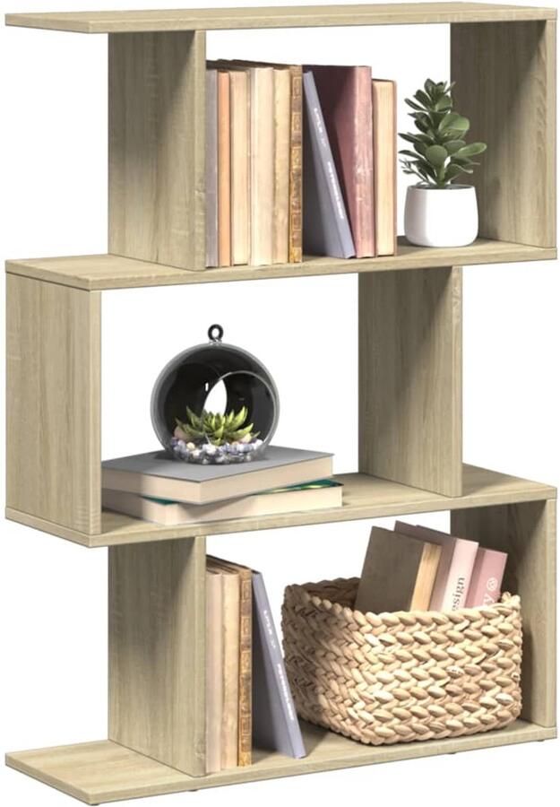 VidaXL Boekenkast 3-Laags Sonoma Eiken 70x24x97 cm Boekenkast Boekenkasten Boeken Plank Schappenkast