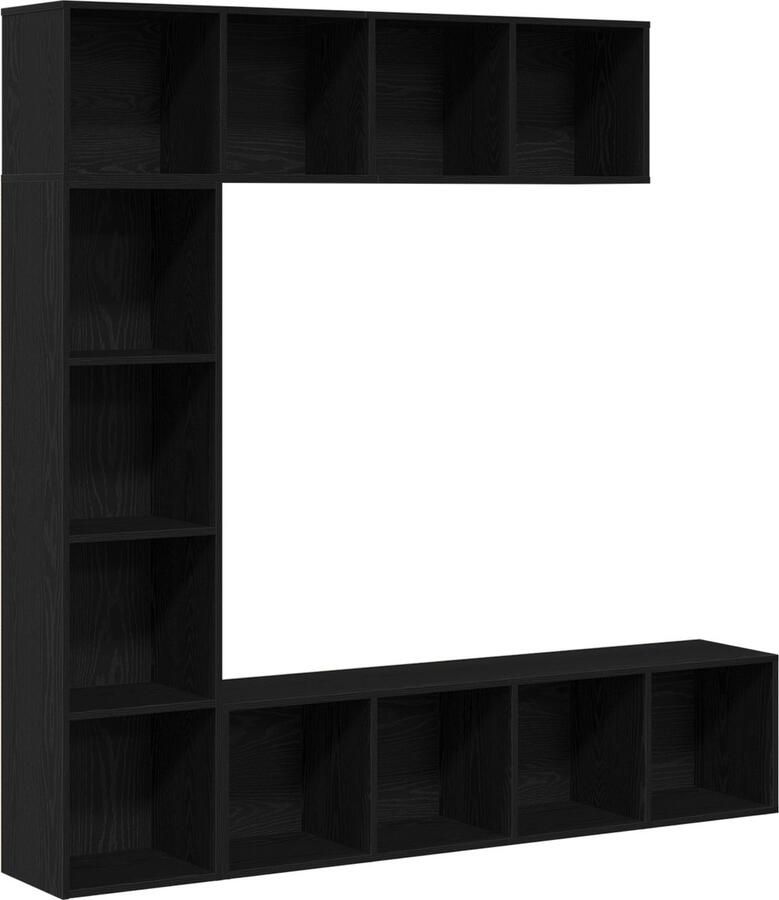 VidaXL Boekenkasten 3 stuks Zwart Eiken 36x30x143 cm Geengineerd Hout - Foto 2