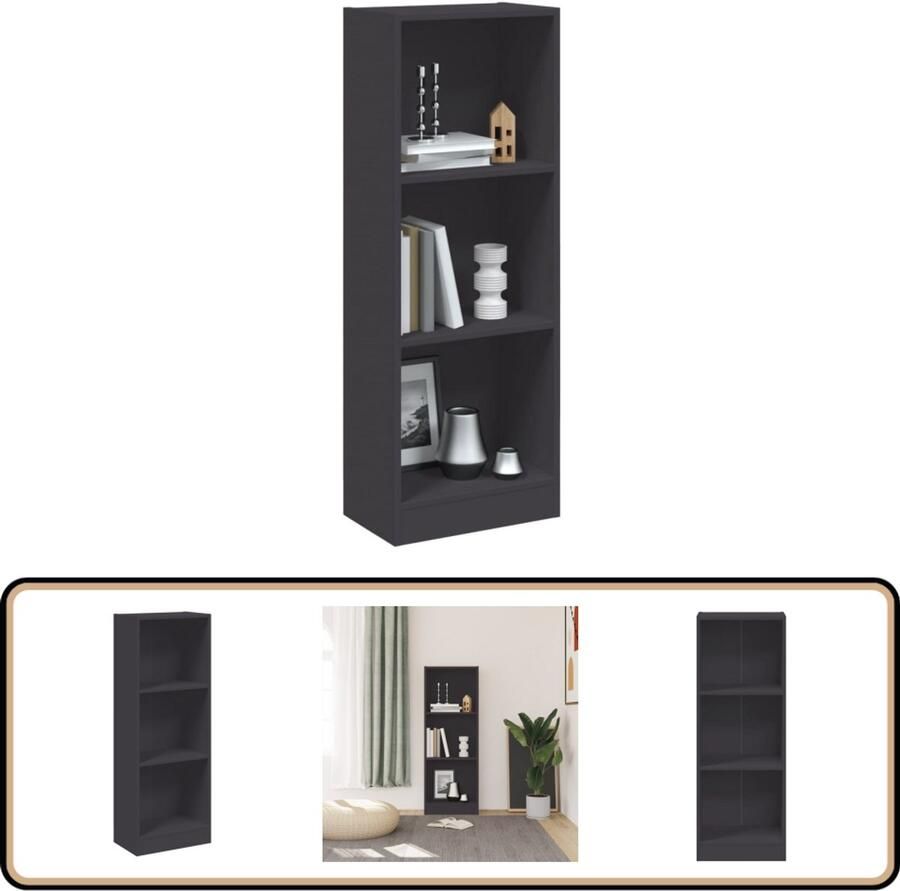 VidaXL Boekenkast 3 Schappen 40x24x109 cm Grijs Boekenkast Houten Boekenkast Grijze Boekenkast Design Boekenkast Minimalistische Boekenkast