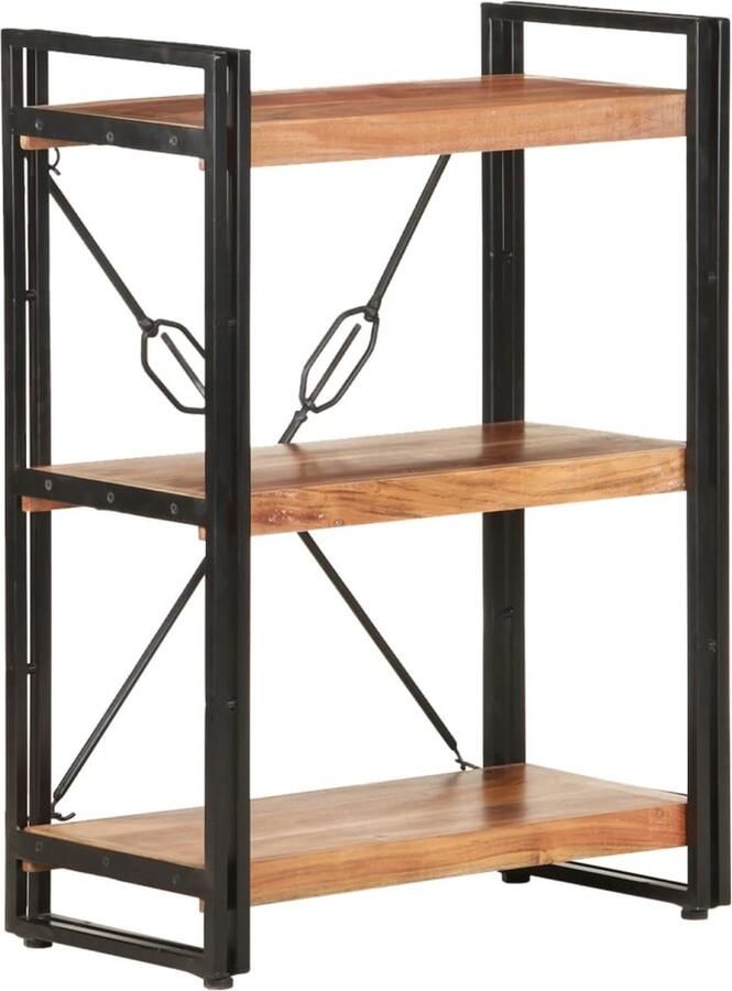 VidaXL Boekenkast 3 Schappen 60x30x80 cm Acaciahout Boekenkast Industrieel Design Acacia Hout Bibliotheek Interieurdecoratie Woonaccessoires Vintage - Foto 2