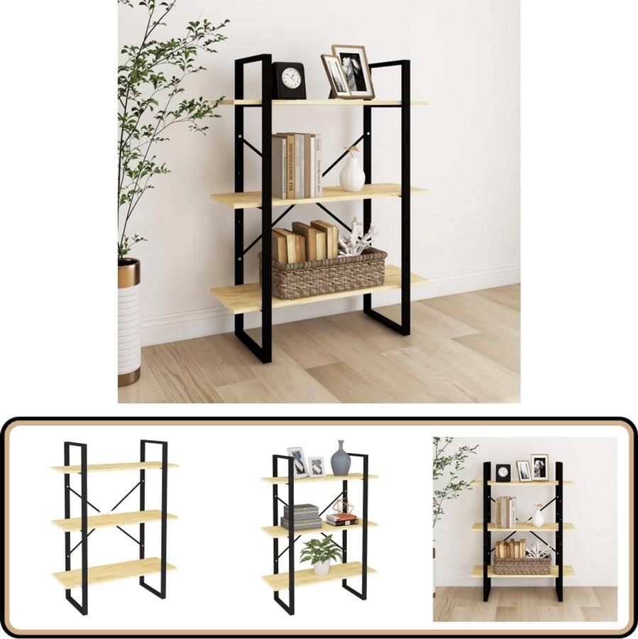 VidaXL Boekenkast 3 Schappen 80x30x105 cm Boekenkast Industrieel Design Houten Boekenkast Grenenhouten Boekenkast Vintage Boekenkast