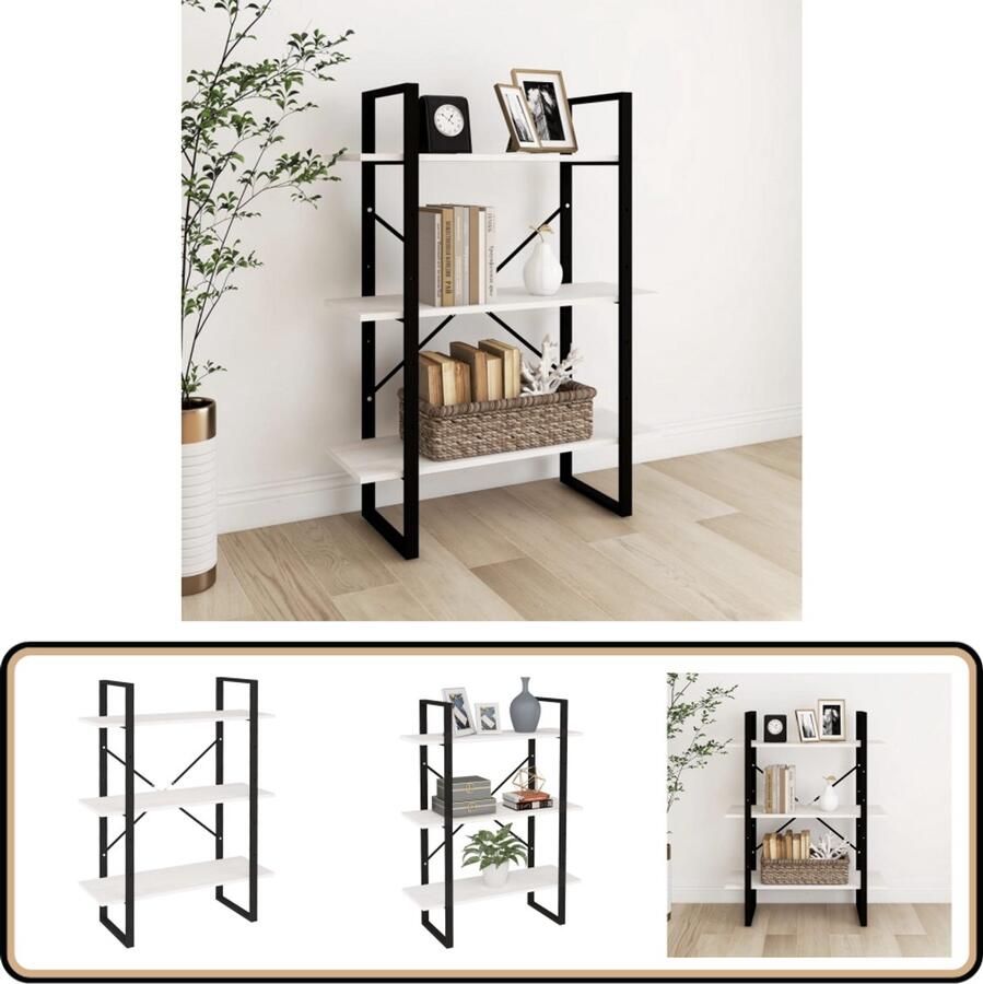 VidaXL Boekenkast 3 Schappen 80x30x105 cm Wit Boekenkast Industrieel Design Houten Boekenkast Grenenhout Boekenkast Witte Boekenkast Opbergkast Woonaccessoires Bibliotheek Livingroom Furniture Woonkamerinrichting