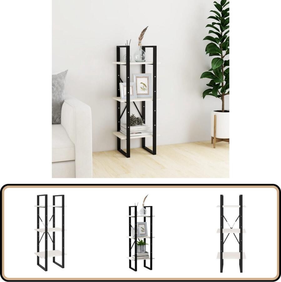 VidaXL Boekenkast 3 Schappen Grenenhout Wit Industriele Boekenkast Hout Witte Boekenkast Boekenplank Woonkamerdecoratie