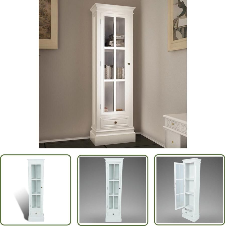 VidaXL Boekenkast 3 Schappen Hout Wit Hoge Kast Boekenkast Vitrines Opslagruimte Houten Kast Witte Kast Retro Kast Vintage Kast Handmade Furniture