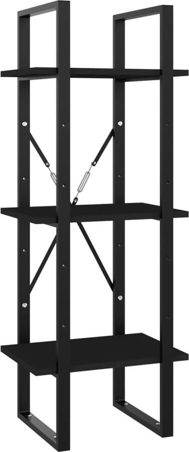 VidaXL Boekenkast 3 Schappen Zwart 40x30x105 cm Industriele Boekenkast Zwarte Boekenkast Houten Boekenkast Boekenplank Opslagkast Woonkamerdecoratie Design Boekenkast Moderne Boekenkast Kleine Boekenkast Metalen Boekenkast