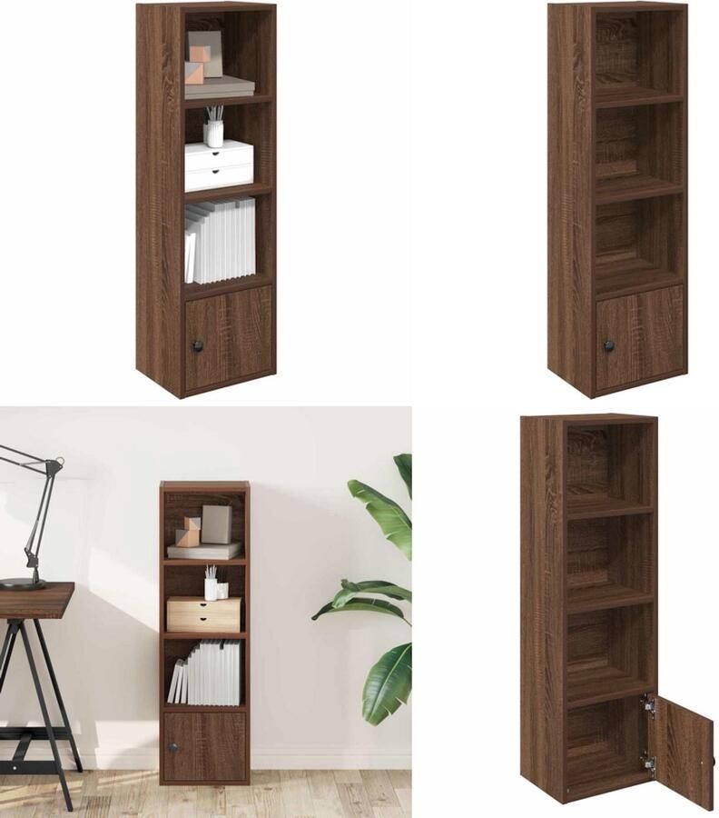 VidaXL Boekenkast 31x24x102 cm bewerkt hout bruin eikenkleurig Boekenkast Boekenkasten Boekenplank Opbergkast