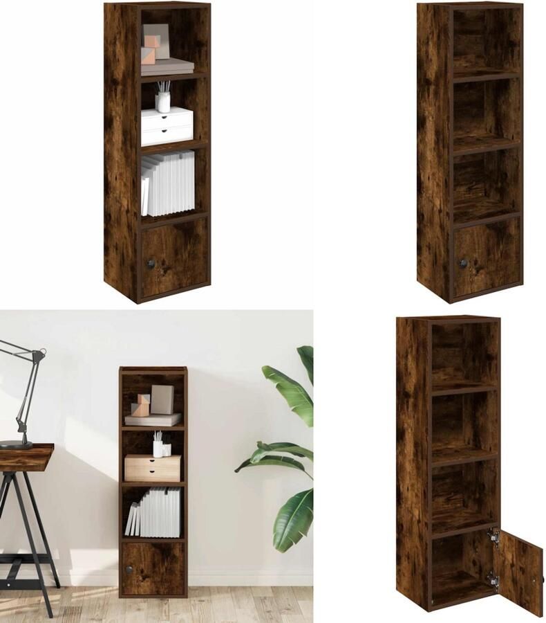 VidaXL Boekenkast 31x24x102 cm bewerkt hout gerookt eikenkleurig Boekenkast Boekenkasten Boekenplank Opbergkast