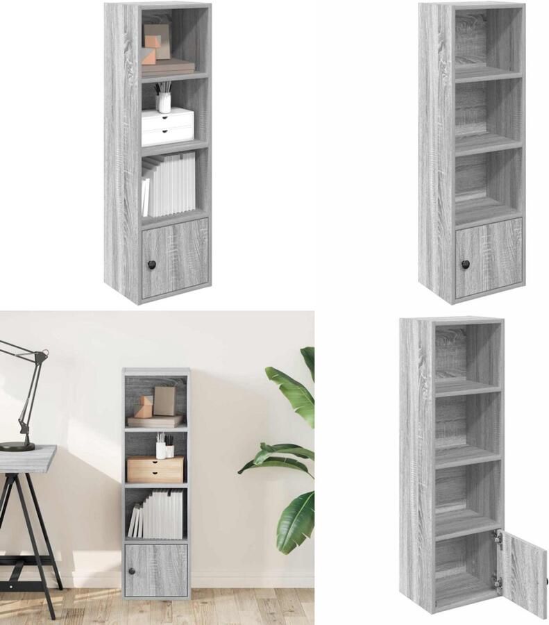 VidaXL Boekenkast 31x24x102 cm bewerkt hout grijs sonoma eikenkleurig Boekenkast Boekenkasten Boekenplank Opbergkast