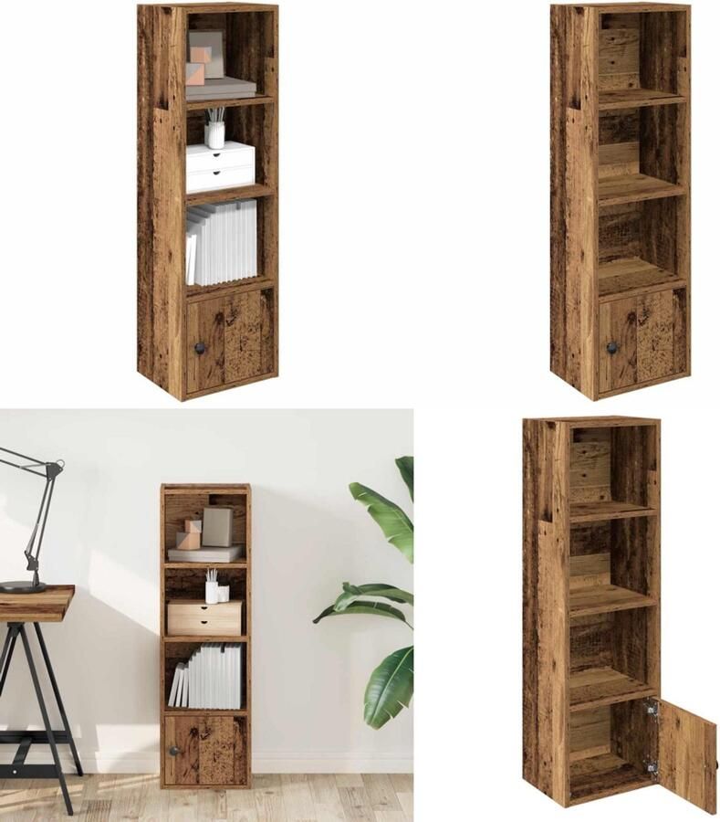 VidaXL Boekenkast 31x24x102 cm bewerkt hout oud houtkleurig Boekenkast Boekenkasten Boekenplank Opbergkast