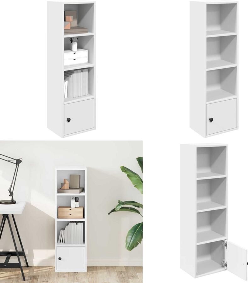 VidaXL Boekenkast 31x24x102 cm bewerkt hout wit Boekenkast Boekenkasten Boekenplank Opbergkast