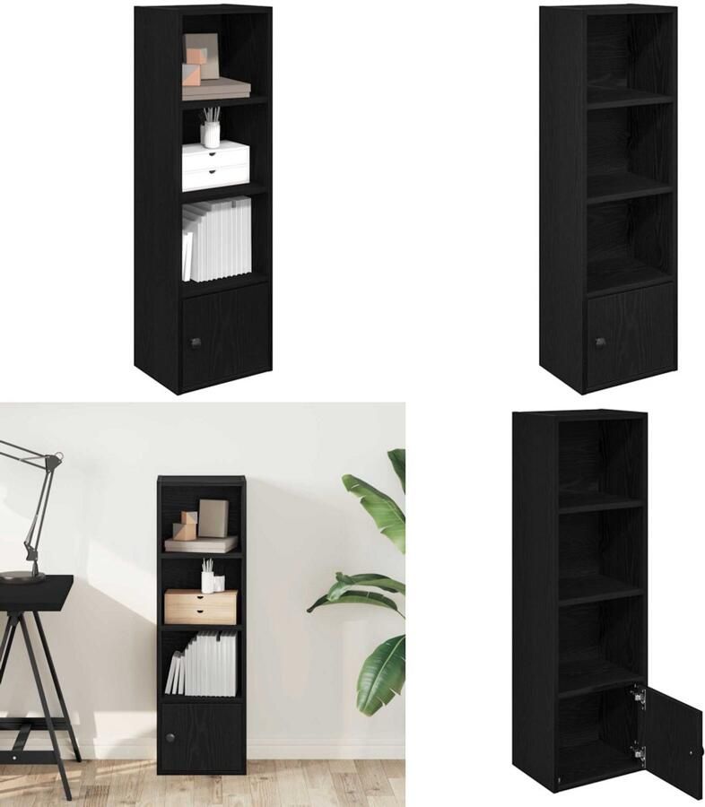 VidaXL Boekenkast 31x24x102 cm bewerkt hout zwart eikenkleurig Boekenkast Boekenkasten Boekenplank Opbergkast