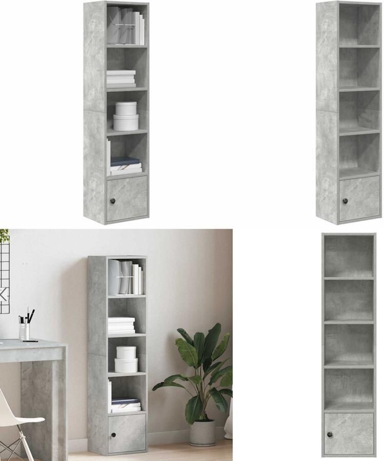 VidaXL Boekenkast 31x24x127 cm bewerkt hout betongrijs Boekenkast Boekenkasten Boekenplank Opbergkast