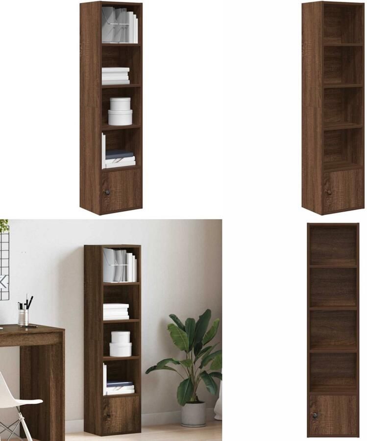 VidaXL Boekenkast 31x24x127 cm bewerkt hout bruin eikenkleurig Boekenkast Boekenkasten Boekenplank Opbergkast