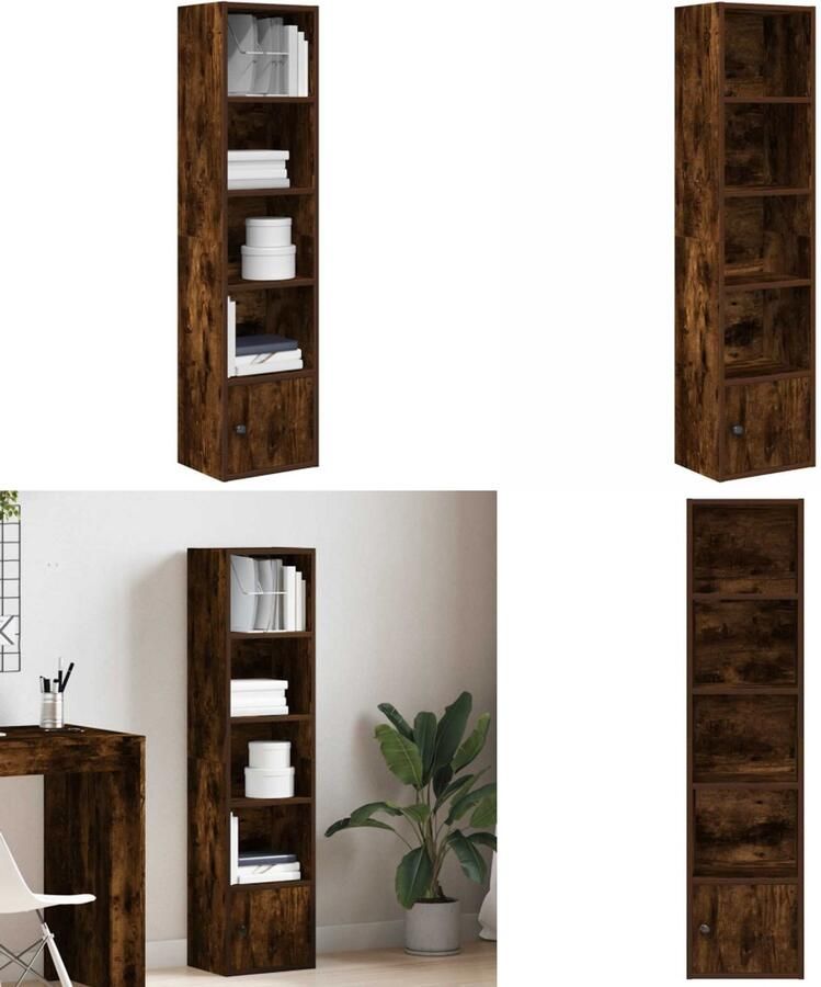 VidaXL Boekenkast 31x24x127 cm bewerkt hout gerookt eikenkleurig Boekenkast Boekenkasten Boekenplank Opbergkast