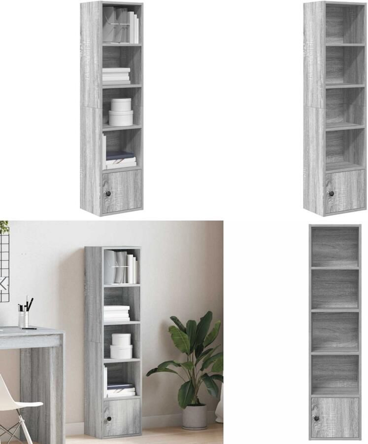 VidaXL Boekenkast 31x24x127 cm bewerkt hout grijs sonoma eikenkleurig Boekenkast Boekenkasten Boekenplank Opbergkast