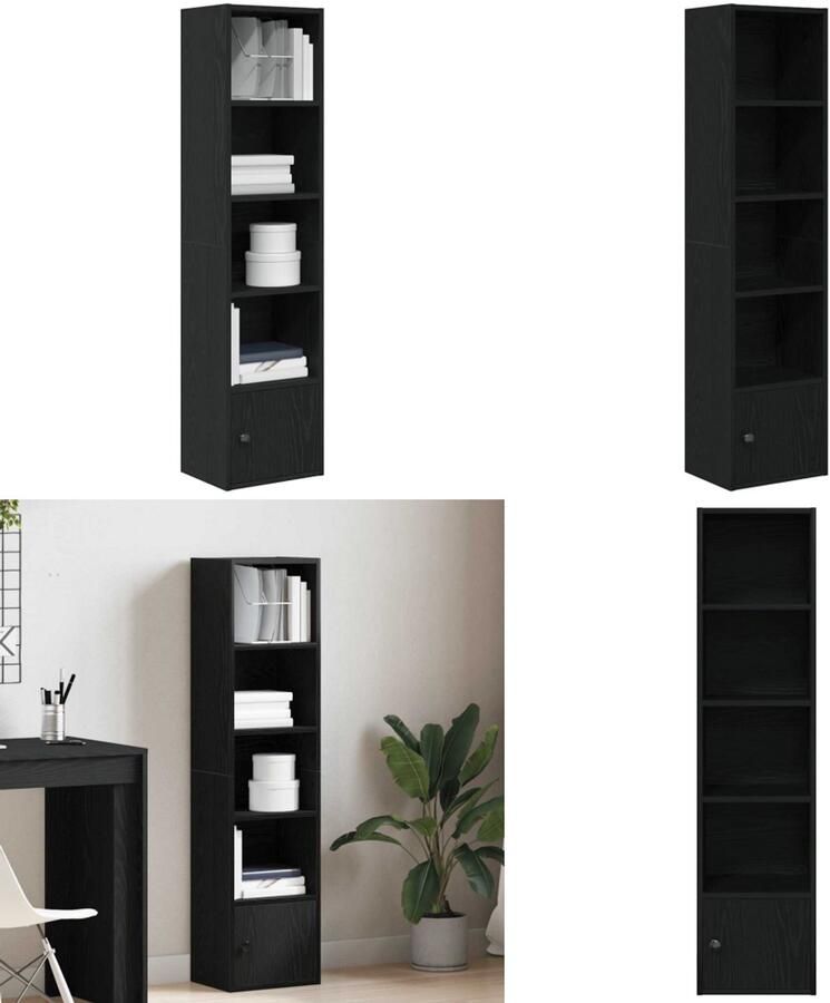 VidaXL Boekenkast 31x24x127 cm bewerkt hout zwart eikenkleurig Boekenkast Boekenkasten Boekenplank Opbergkast