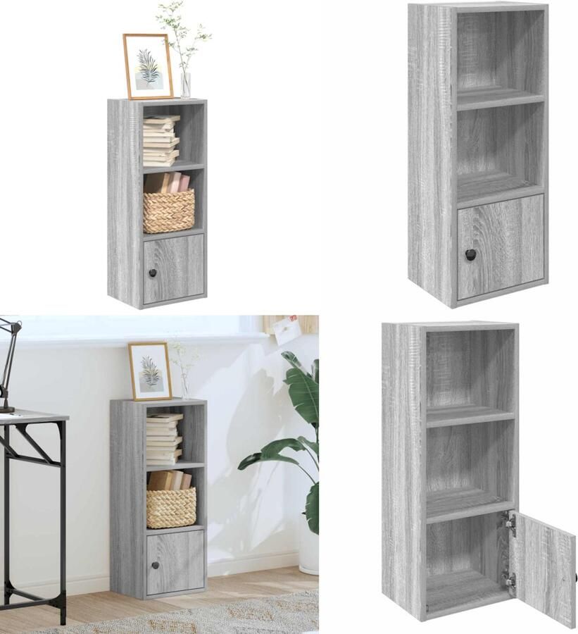 VidaXL Boekenkast 31x24x77 cm bewerkt hout grijs sonoma eikenkleurig Boekenkast Boekenkasten Boekenplank Opbergkast