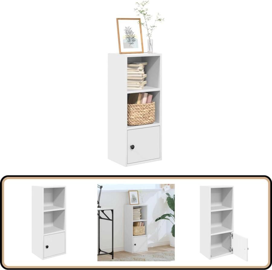 VidaXL Boekenkast 31x24x77 cm Bewerkt hout Wit Boekenkast Boekenkasten Boekenplank Opbergkast