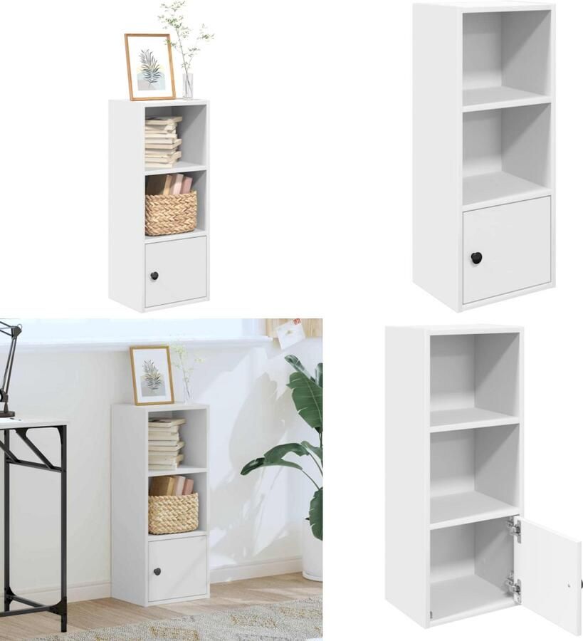 VidaXL Boekenkast 31x24x77 cm bewerkt hout wit Boekenkast Boekenkasten Boekenplank Opbergkast