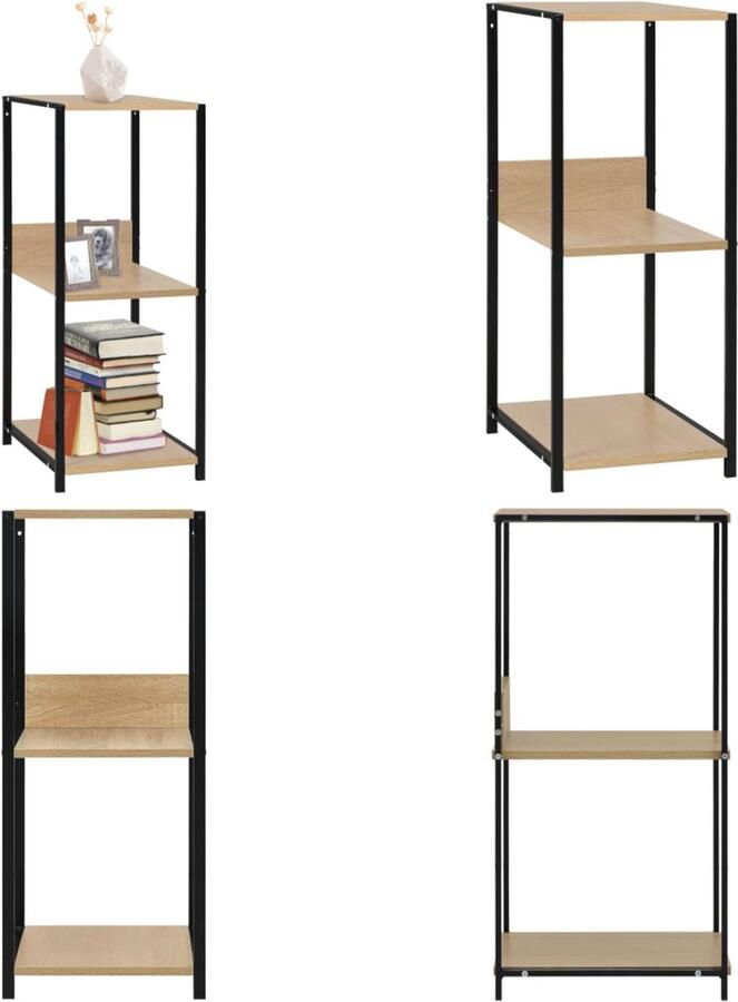 VidaXL Boekenkast 33 5x39 6x79 7 cm bewerkt hout zwart en eikenkleurig Boekenkast Boekenkasten Boekenplank Boekenplanken
