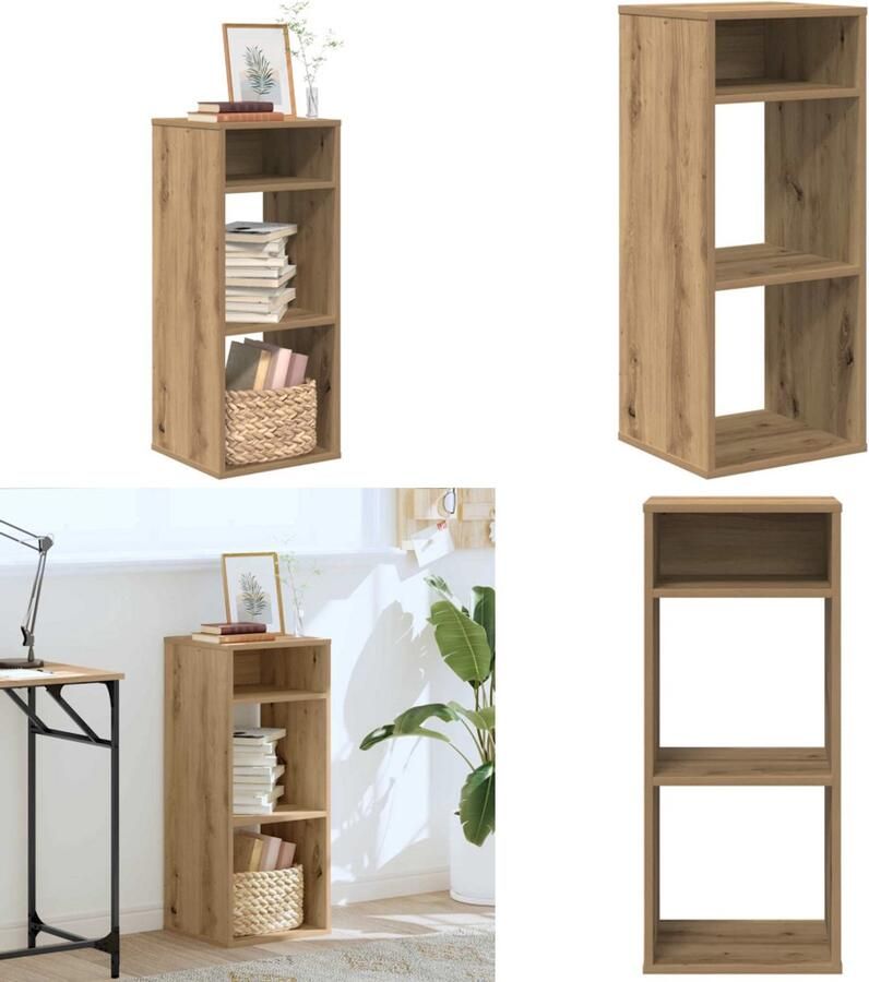 VidaXL Boekenkast 34x31x80 cm bewerkt hout artisanaal eikenkleur Boekenkast Boekenkasten Opbergkast Boekenplank